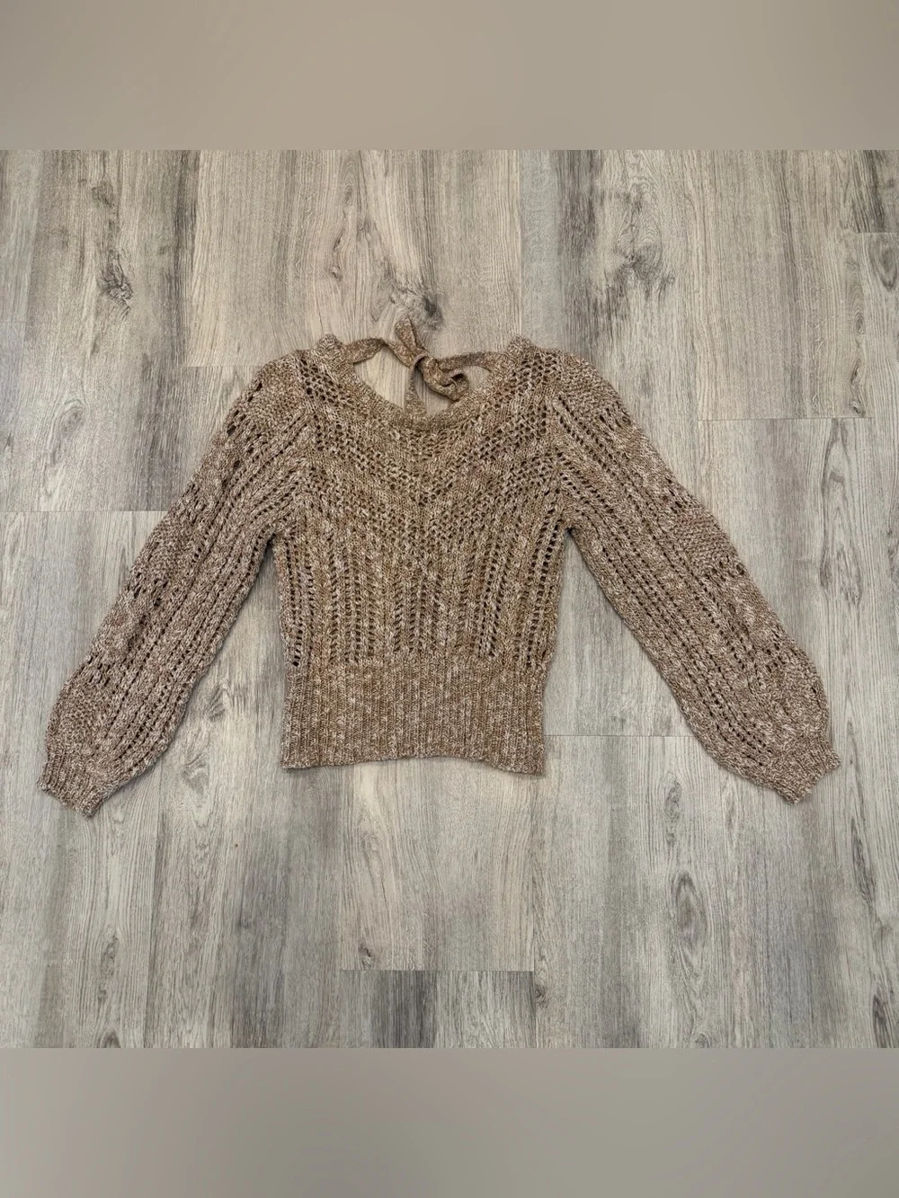Willow &‎ Root Boho Open Knit Sweater Balloon Sleeve Size Small